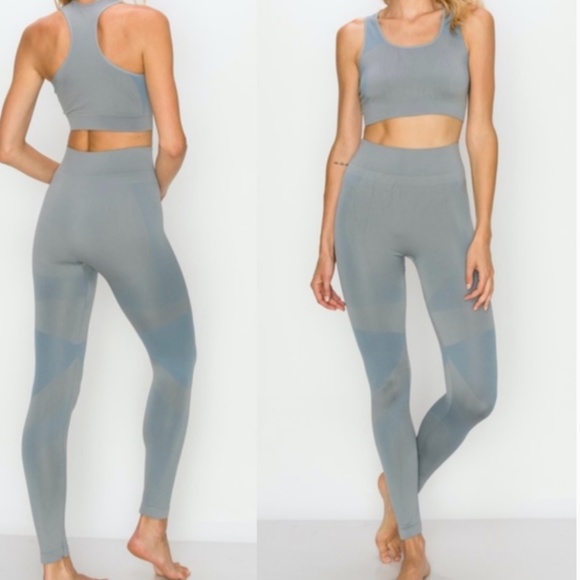 Kimberly C Other - NWT KIMBERLY C Gray Blue Workout /Yoga  Set